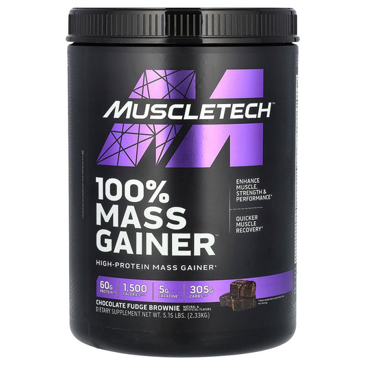 100% Mass Gainer™, Chocolate Fudge Brownie, 5.15 Lbs (2.33 Kg)